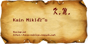 Kain Miklós névjegykártya